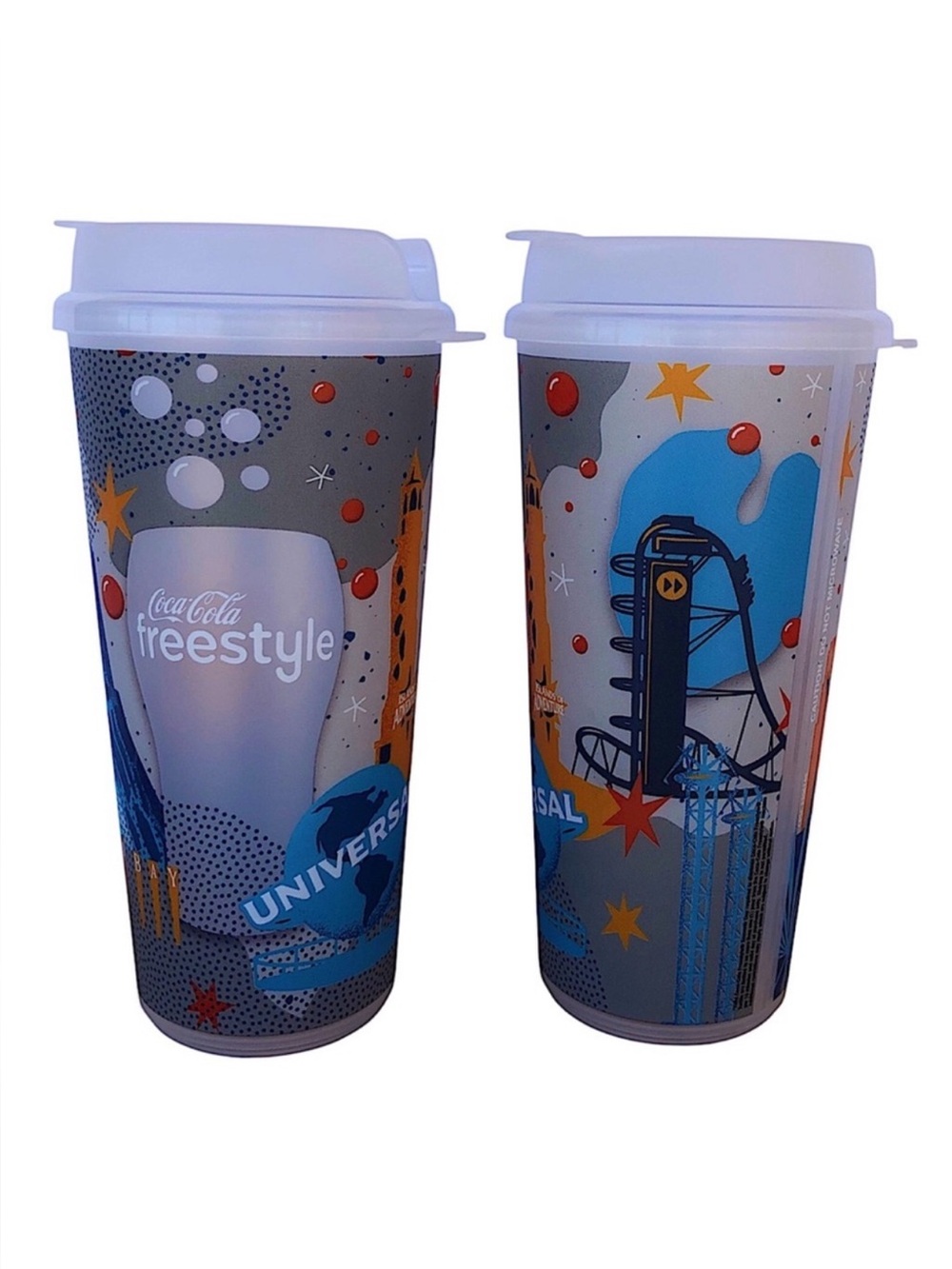 2 Refillable Coca-Cola Freestyle Universal Studios Orlando Parks Tumblers 24 Oz